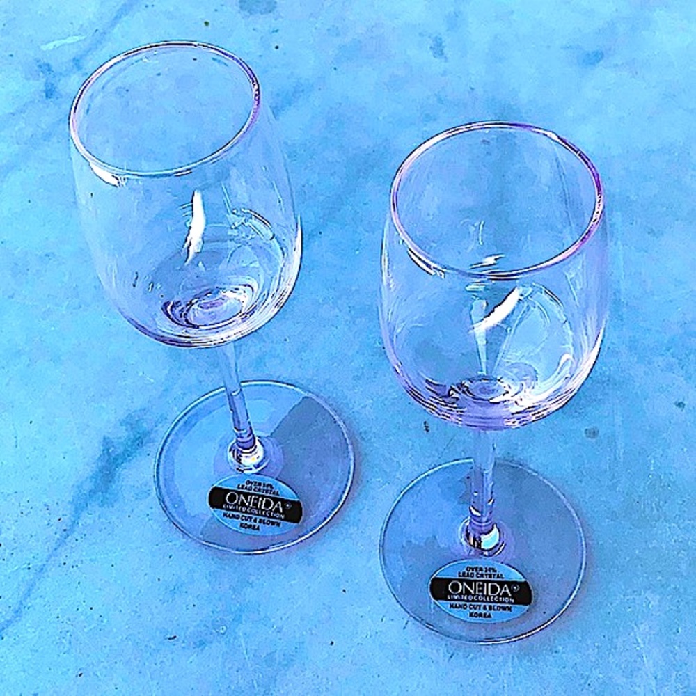 ONEIDA LIMITED EDITION CORDIAL CASHMER PINK 5 INCH CRYSTAL SET OF 2 NIB